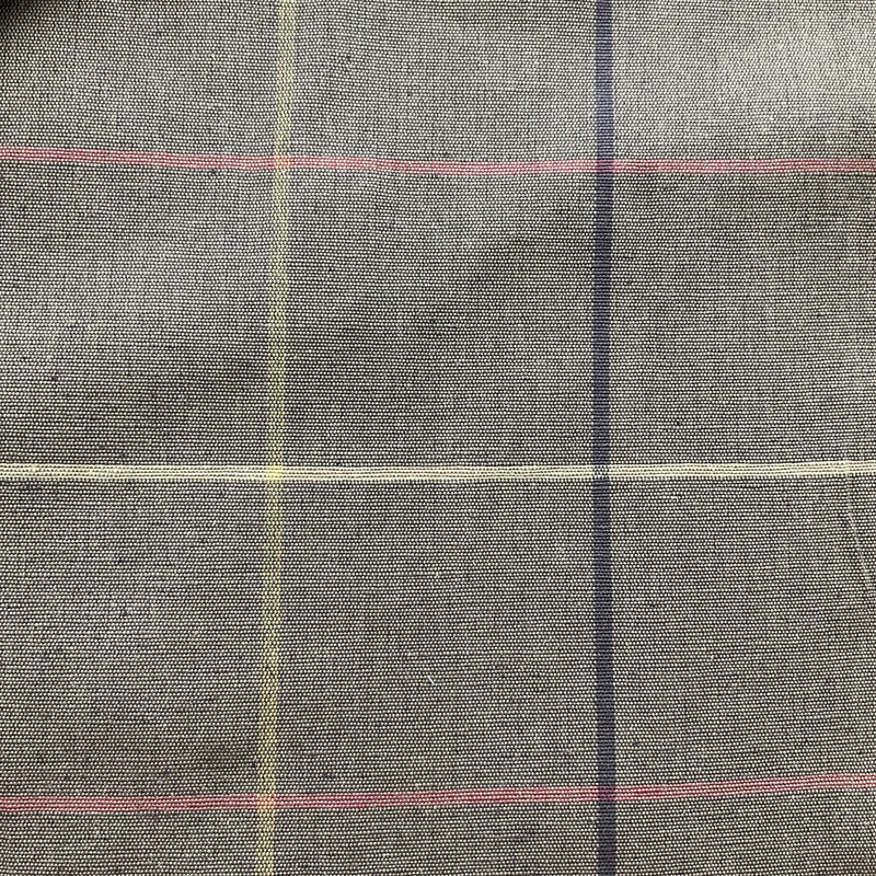 Blain in Coffee | Upholstery Canvas / Slipcover Fabric | Windowpane Plaid in Tan / Red / Yellow | Medium Weight | 54" Wide | By the Yard