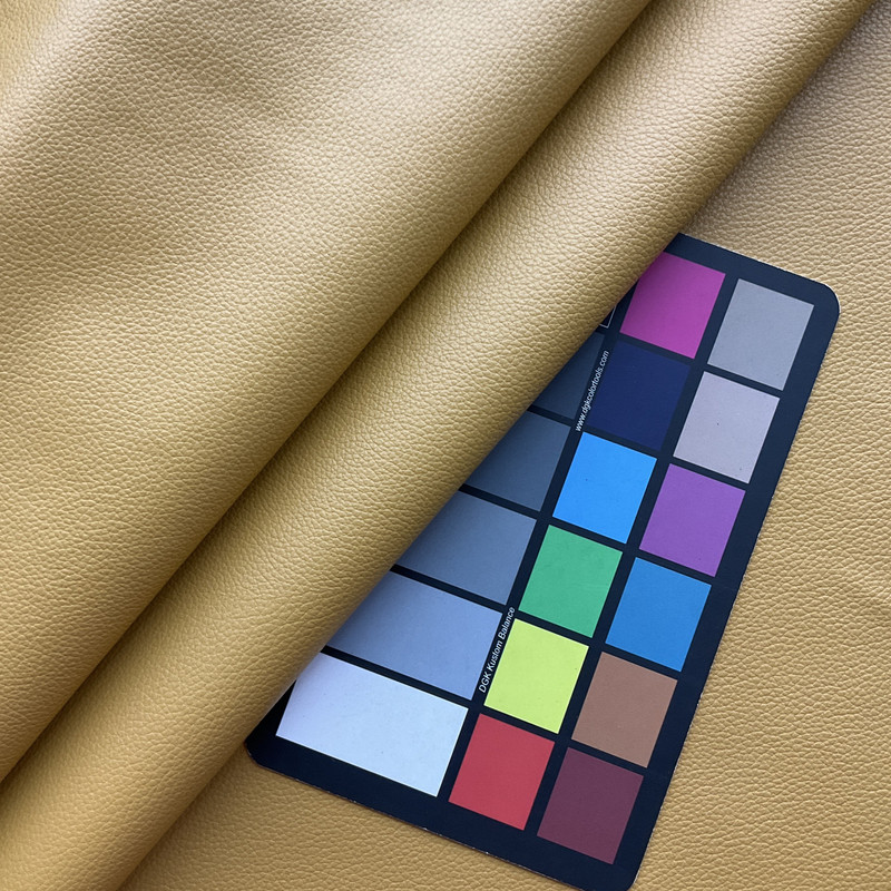 Langone in Mustard |   Gold Pebble Texture  Faux Leather Upholstery Vinyl Fabric |  Heavyweight | Indoor Furniture | Flannel Backed | P Kaufman | 54" Wide | Sold BTY