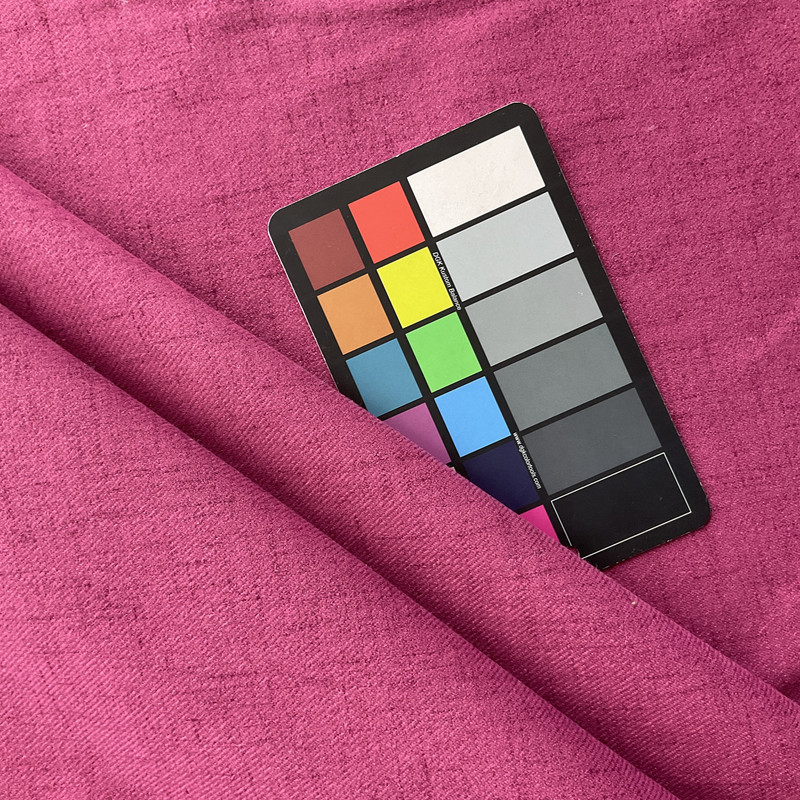 Caswell in Azalea|  Berry Pink Linen Texture  Brushed Twill  Upholstery Fabric | 100 % Polyester | Medium Weight | 54 " Wide | Sold BTY