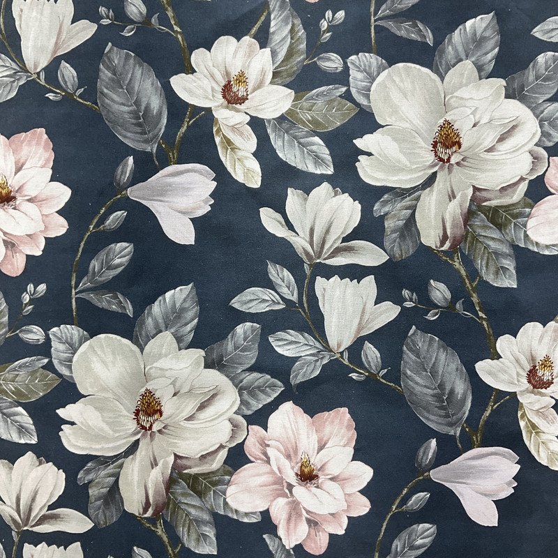 Magnolia in Blue / Pink / White | Home Decor Fabric | Vilber | Medium Weight | 100% Cotton | 54" Wide | By the Yard