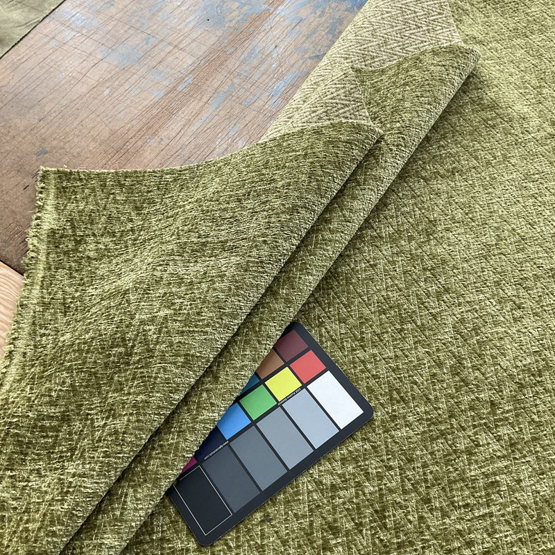 Hawthorne in Kiwi | Chenille Upholstery Fabric | Zig Zag Design in Green | Heavy Weight | 54" Wide | By the Yard