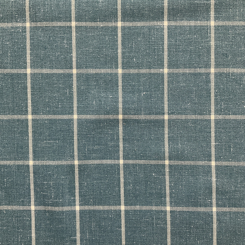 Seaview in Baltic Blue | Upholstery Fabric | Windowpane Plaid in Turquoise / Cream  | Medium Weight | 70% Polyester, 30% Cotton  | Richloom | 54" Wide | BTY