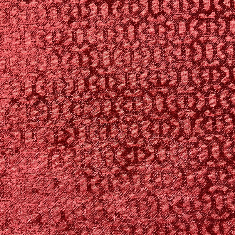 Ambrose in Sienna | Chenille Upholstery Fabric | Scrollwork Design in Orangish Red | Heavyweight | 100% Polyester | 54" Wide | By the Yard