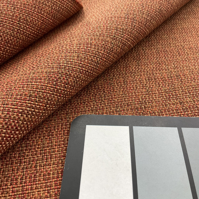 Ashby in Cinnabar  | Warm Rusty Red Tan  Heathered Solid Woven Upholstery Fabric | 100% Polyester | Medium  Weight  | 54" Wide | Sold BTY