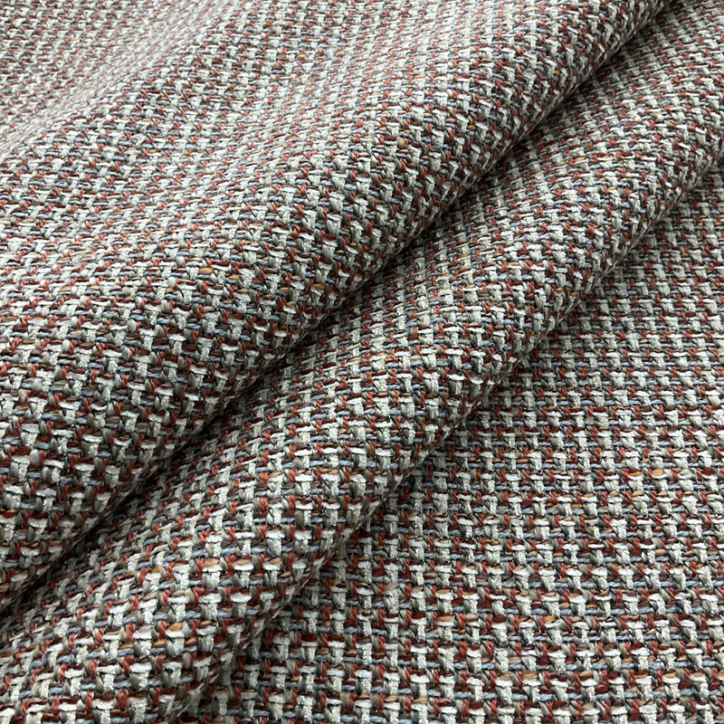 Hinkley in Harvest | Chenille Upholstery Fabric | Basketweave in Orange / Off White / Grey / Taupe | Heavy Weight | 54" Wide | By the Yard