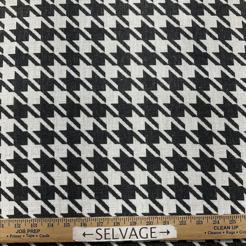 Watson in Tuxedo | Printed Home Decor Fabric | Houndstooth in Black and Off White |  Linen Like | Medium Weight | 54" Wide | By the Yard