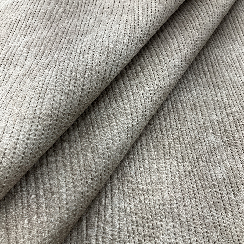 Perrin in Oatmeal | Upholstery Fabric | Microfiber Pre Quilted Lines in Beige | Heavy Weight | 54" Wide | By the Yard