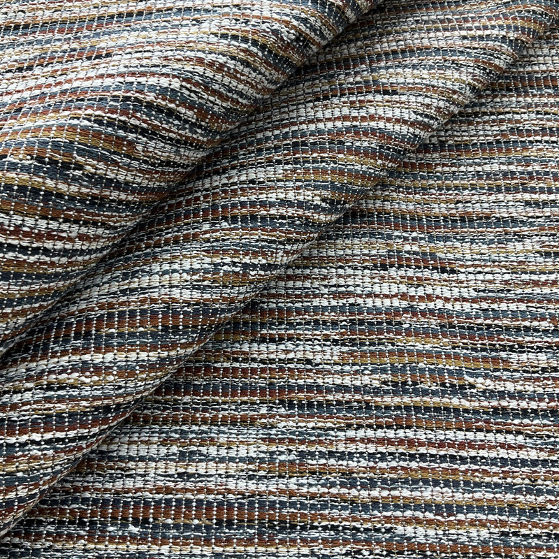 Rags to Riches in Adobe | Upholstery Fabric | Variegated Striation in Grey / Burnt Orange / Gold / White | Heavyweight | 54" Wide | By the Yard