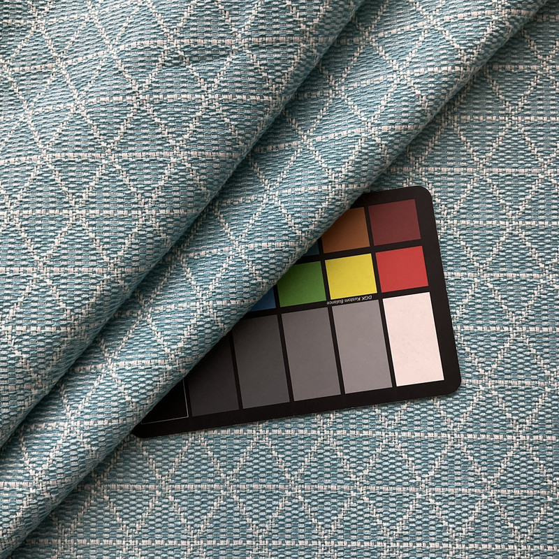 Kelsey in Aqua | Upholstery Fabric | Triangle Geometric in Sky Blue / White | Medium to Heavy | 54 " Wide  | Sold BTY