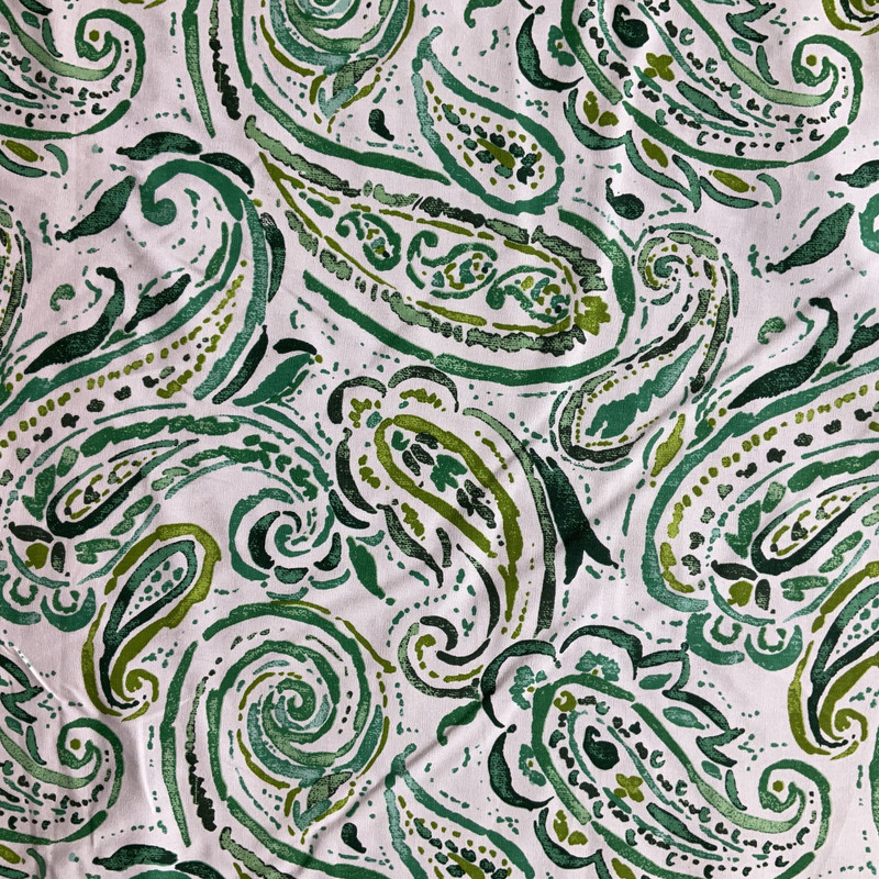 Gable in Emerald | Home Decor Fabric | Painterly Paisley in Green / White | Medium Weight | 100% Cotton | 54" Wide | By the Yard