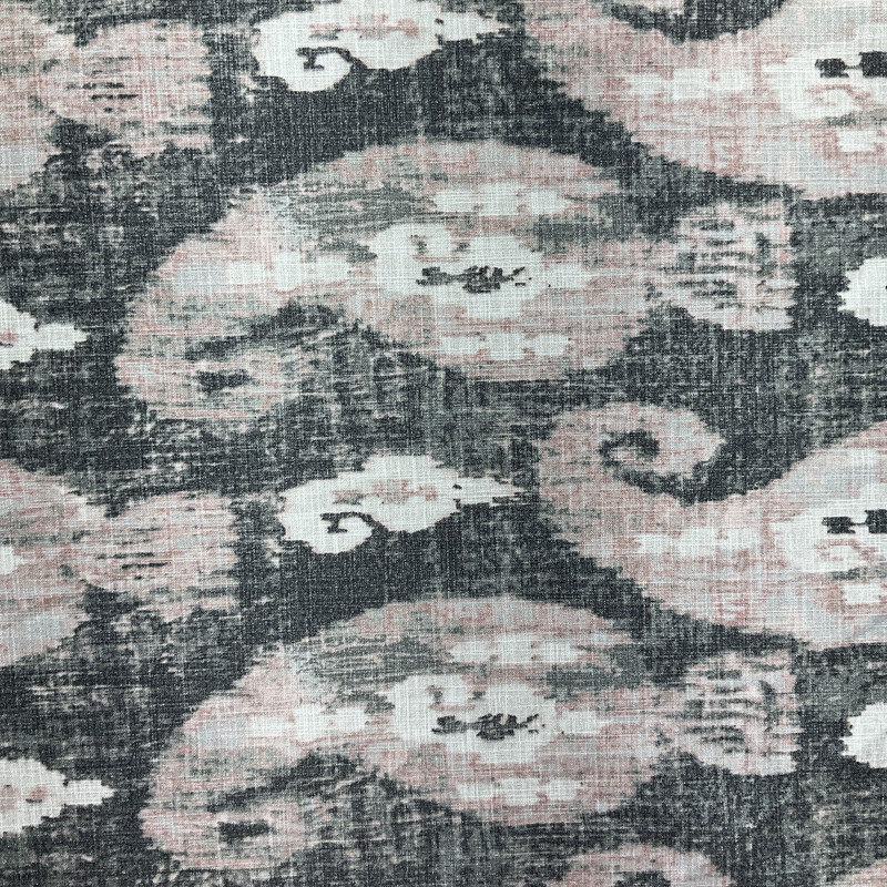 Corbo in Blush | Home Decor Fabric | Large Scale Ikat in Pink / Grey | Linen Like | Medium Weight | 54" Wide | By the Yard