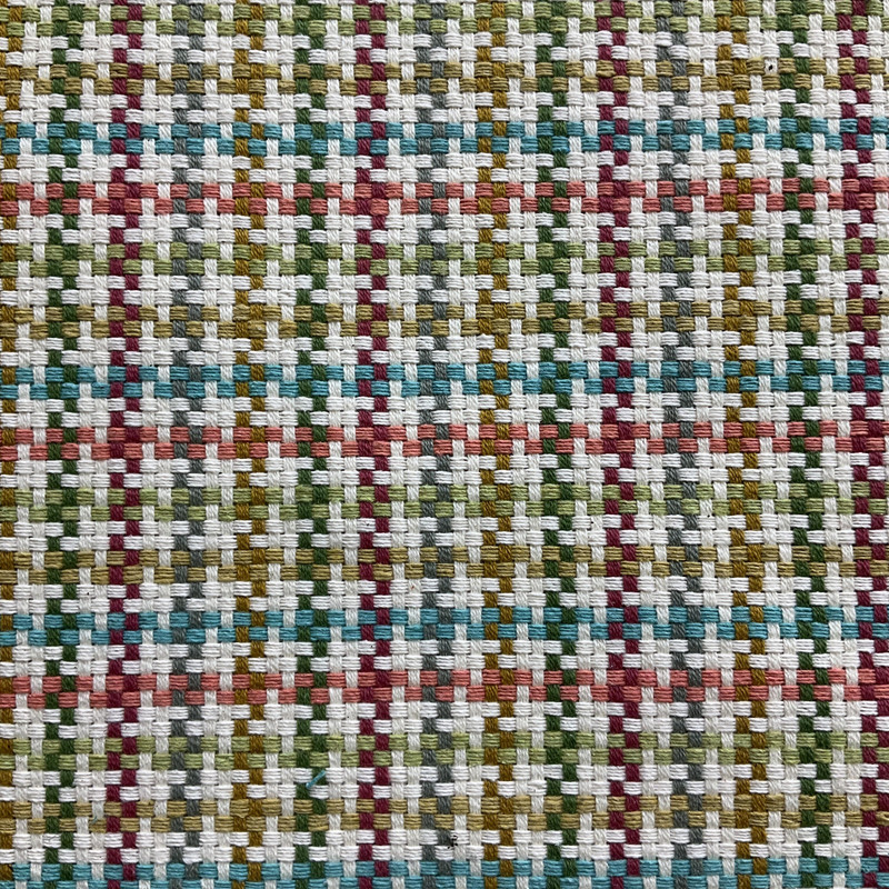 Chichi in Coral | Aqua, Coral, Green, Multicolored  Houndstooth Upholstery Fabric | Home Decor | Slipcover | 54" Wide | Sold BTY