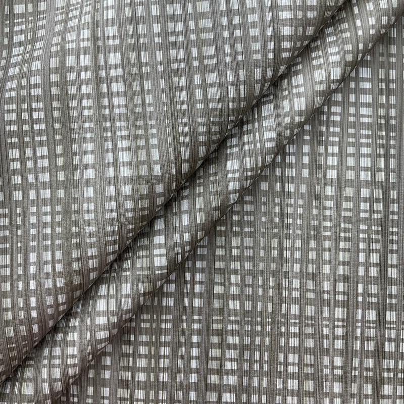 Wander in Flannel |  Upholstery Vinyl Fabric | Plaid Design in Taupe | High Performance  | Knit back |  Heavyweight | 54 Inch WIde | Sold BTY