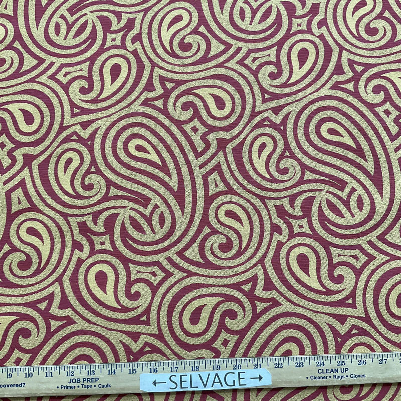 Swirls in Gold and Red | Upholstery Fabric | Heavyweight | 54" Wide | By the Yard