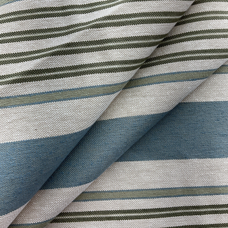 Pernell in Vapor | Upholstery / Slipcover Fabric |  Stripes in Blue / Green / Beige | Medium Weight | 54" Wide | By the Yard