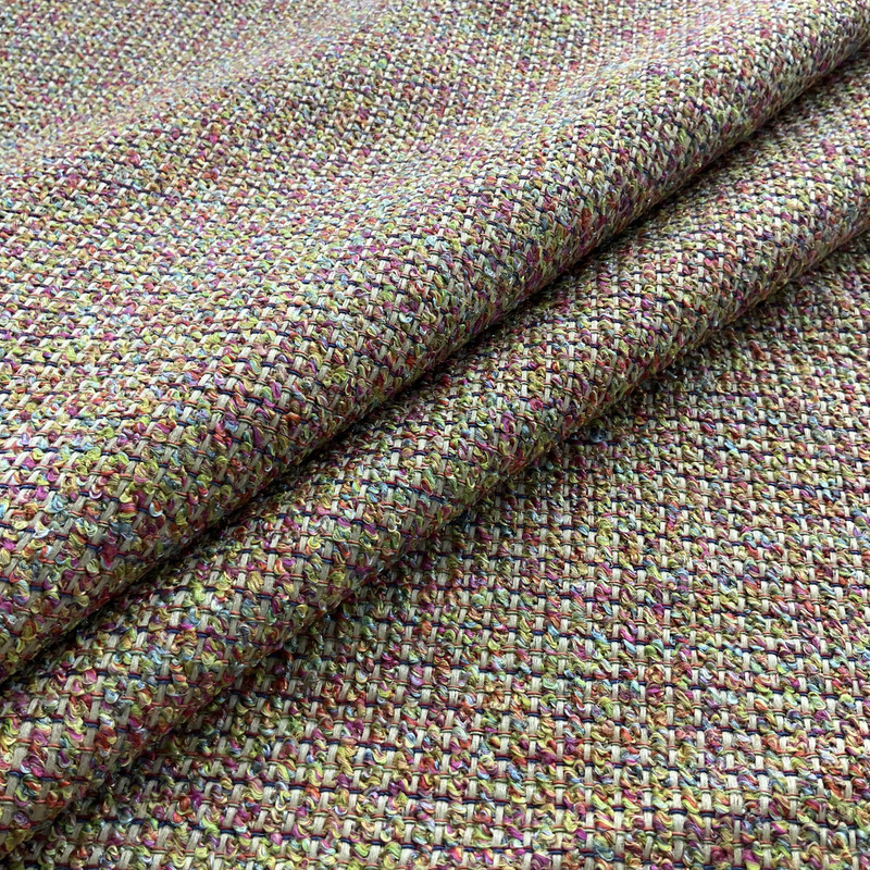 Vintage Multicolored Boucle | Upholstery Fabric | Lime / Pink / Blue | Heavyweight | 54" Wide | By the Yard
