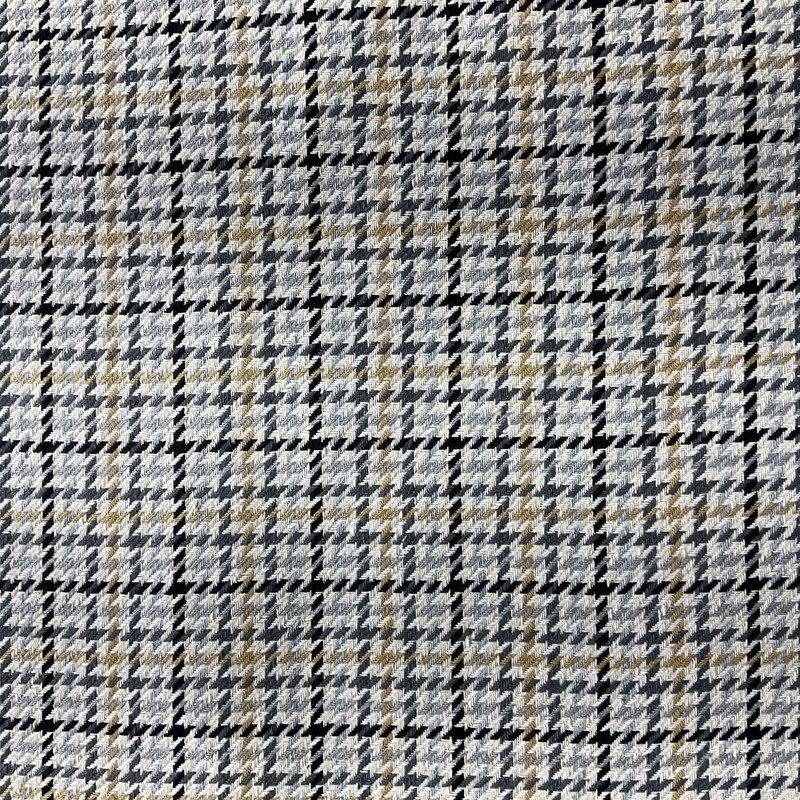 Durrow in Charcoal | Upholstery Fabric | Houndstooth Plaid in Black / Grey / Tan | Ralph Lauren | Heavy Weight | 54" Wide | By the Yard