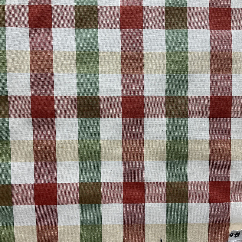 Ruskin in Papaya | Plaid Fabric in Rust, Green, Tan |  Midweight Home Decor Fabric |  Cotton Blend | Marlatex | 54" Wide | BTY