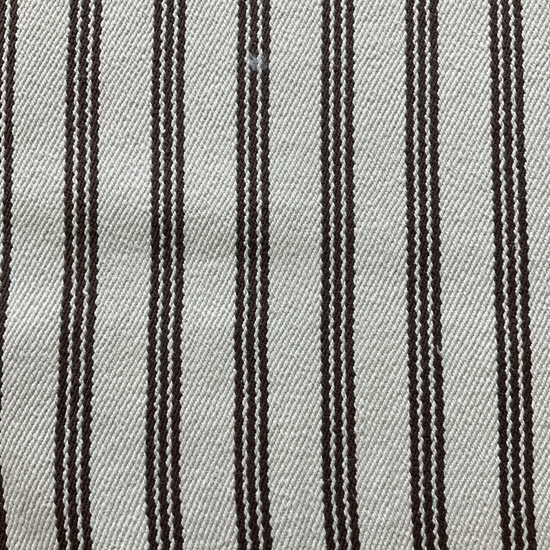 Stripes in Brown and Off White | Upholstery Fabric | Heavy Textured Weave | Heavyweight | 54" Wide | By the Yard