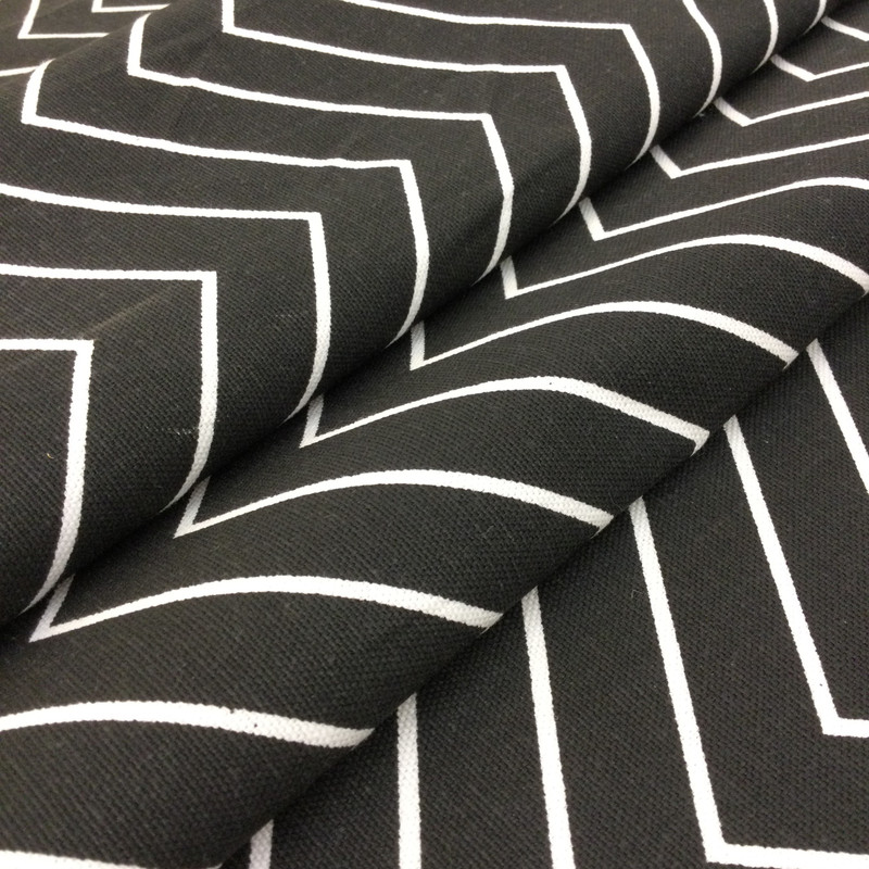 3.75 Yard Piece of Skinny Chevron | Black and White | Medium Weight Home Decor Fabric | Curtains / Slipcovers | 54" Wide | By the Yard