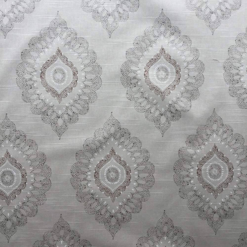 Dotted Medallions in Silver Upholstery / Drapery Fabric | 54 Wide | By the Yard