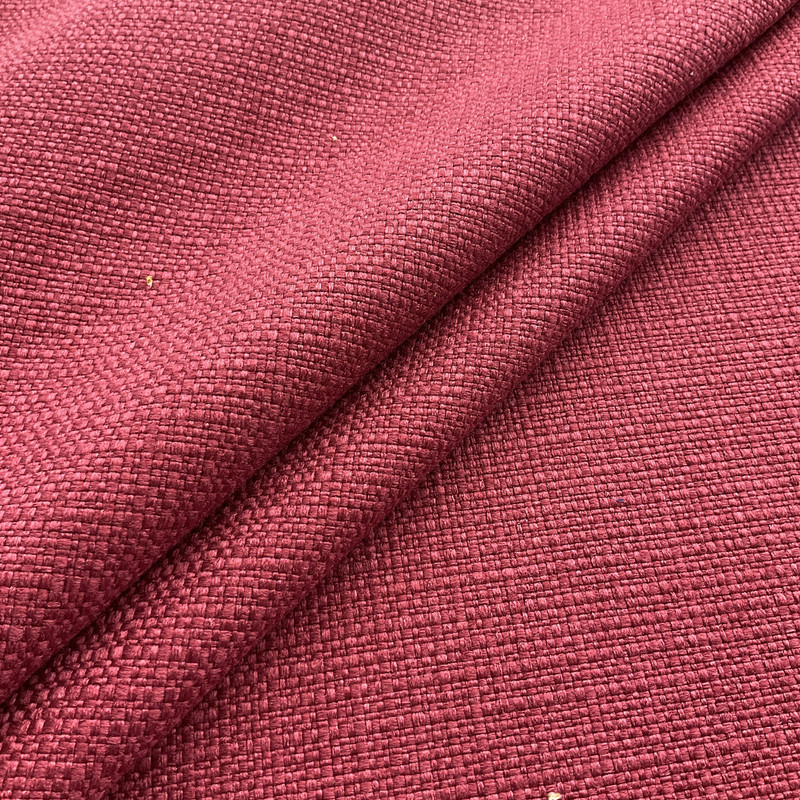 Ludlow in Ruby | Upholstery Fabric | Slub Basketweave | Dark Red | 100% Polyester | Heavy Weight | Nassimi | 54" Wide | By the Yard