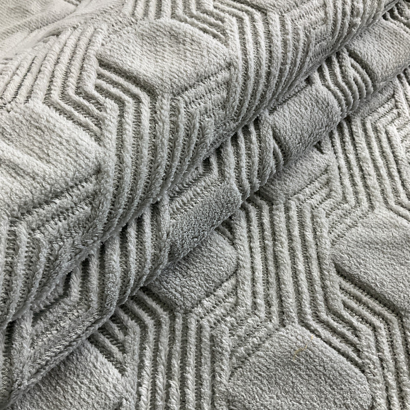 Quilted Geometric Design in Light Grey | Upholstery Fabric | Super Soft | Heavy Weight | 54" Wide | By the Yard