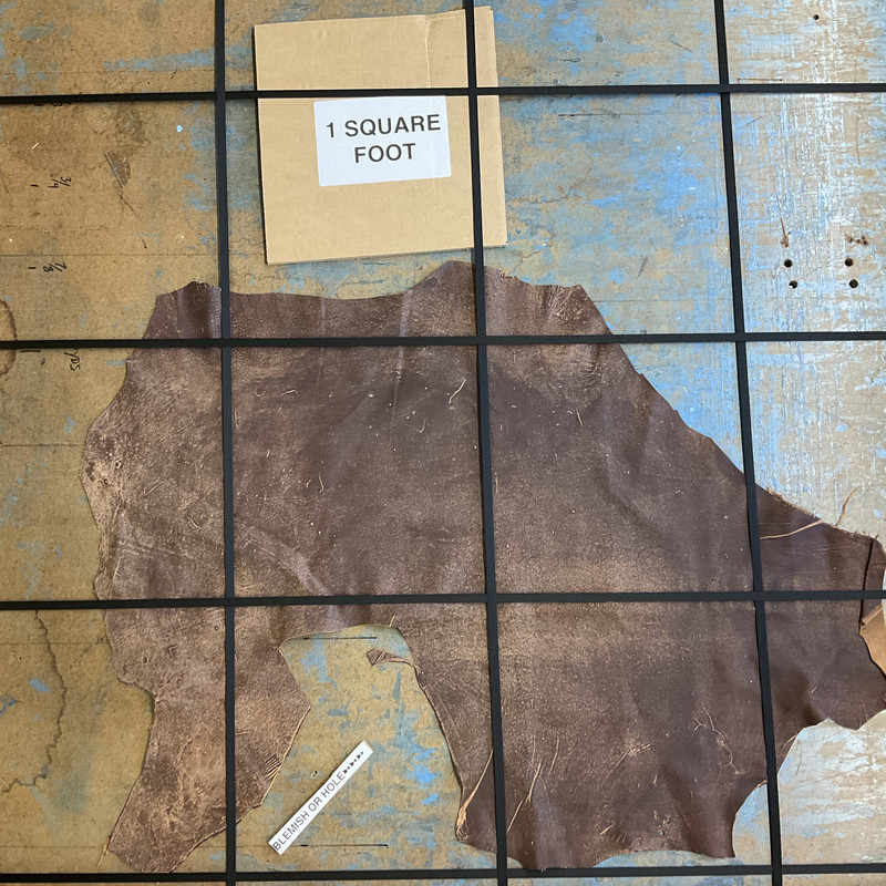 Distressed Dark Brown / Tan Nappa Lambskin Leather Hide | 4 Square Feet | 1.5 Ounce / 0.6 mm