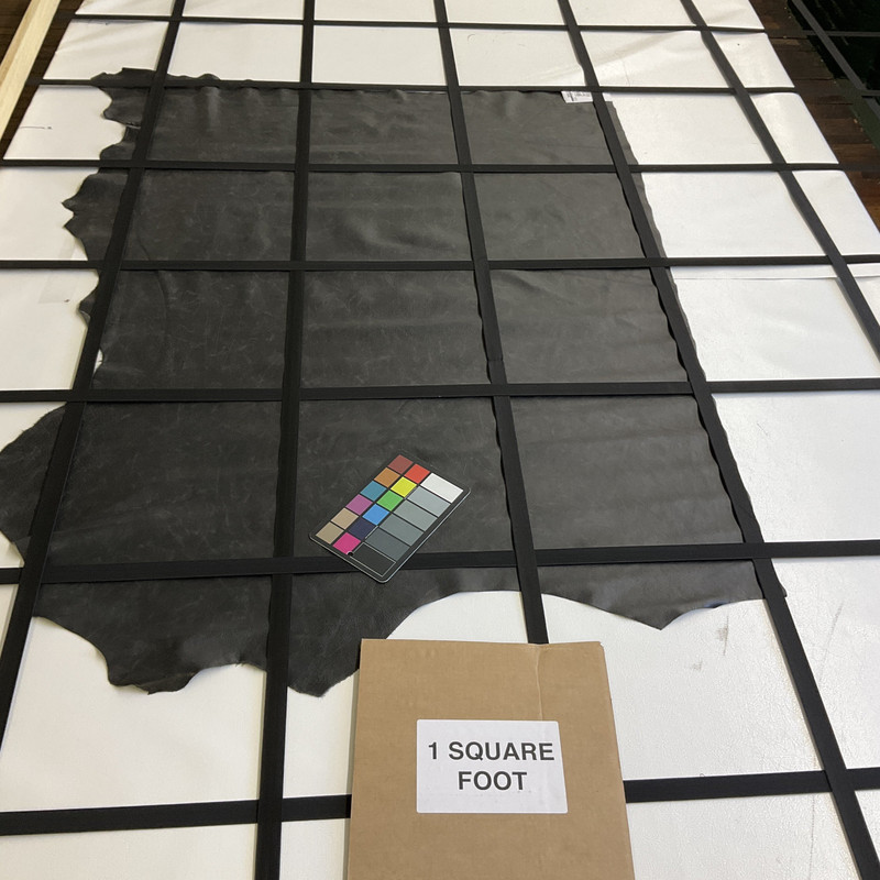 Mottled Black Light Grain | Leather Cowhide | 12 Square Feet | 3 Ounce / 1.1 mm