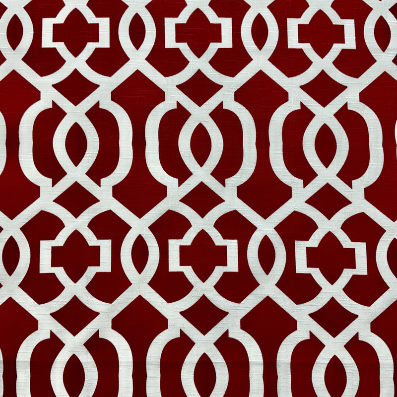 Kirkwood in Admiral Red | Outdoor Waterproof Upholstery Fabric | Lattice in Red and White | Europatex | 60" Wide | By the Yard