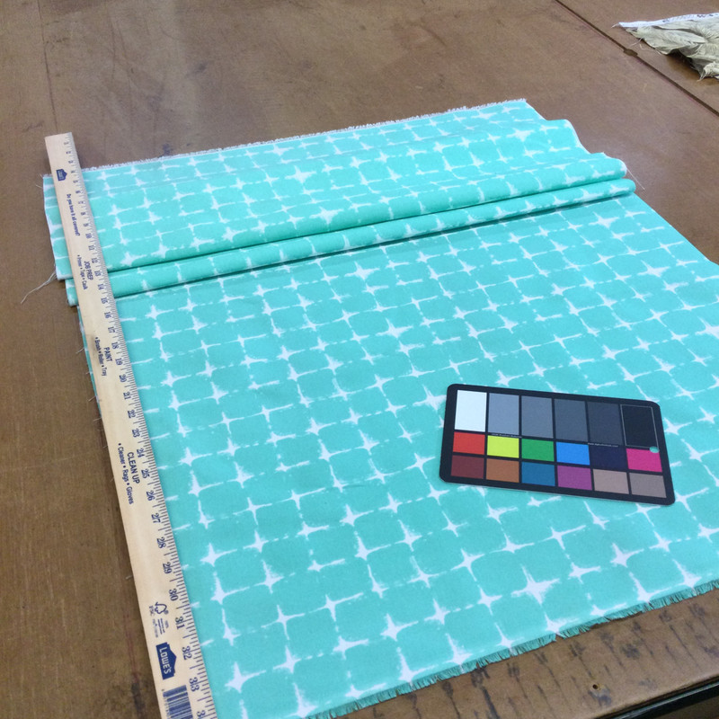 4 Yard Piece of Turquoise Shibori Grid | Indoor / Outdoor Upholstery Fabric | 54" Wide | By the Yard | NEW-675-REM1