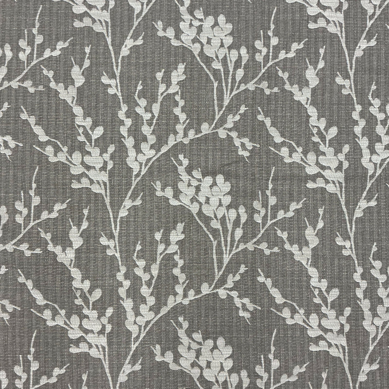 Edalene in Smoke | Upholstery / Drapery Fabric | Leafy Branch Design in Grey / Off White | Swavelle | 54" Wide | By the Yard