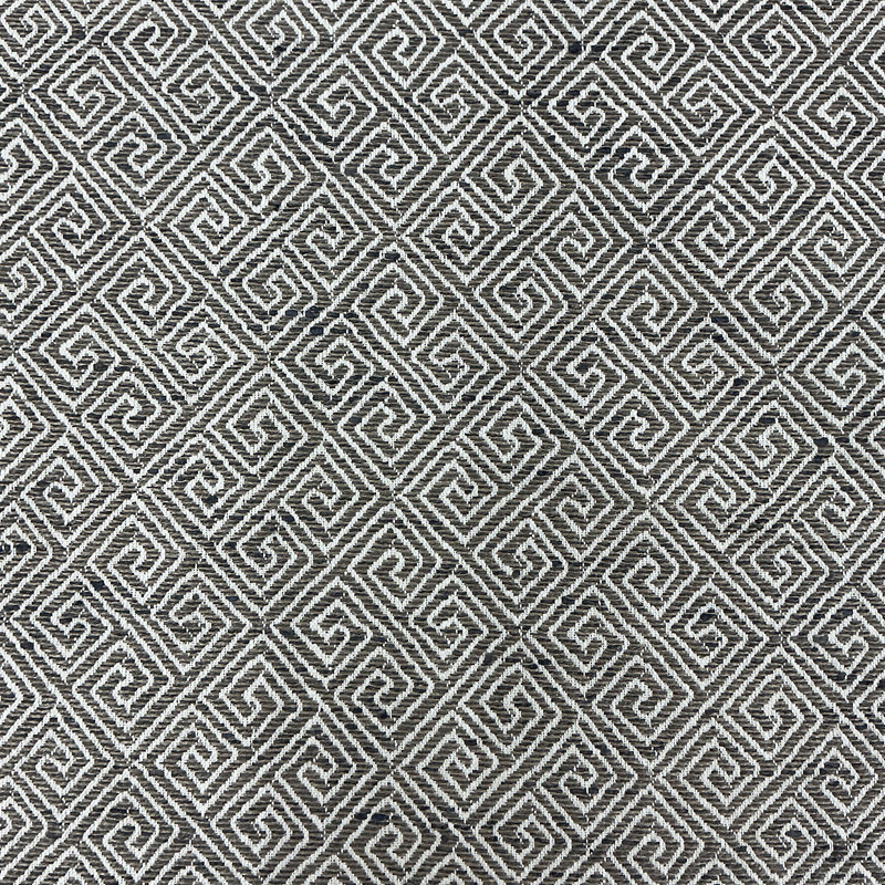 Buffy in Smoke | Upholstery Fabric | Greek Key Design in Taupe / Grey / Off White | Swavelle | 54" Wide | Heavyweight | BTY