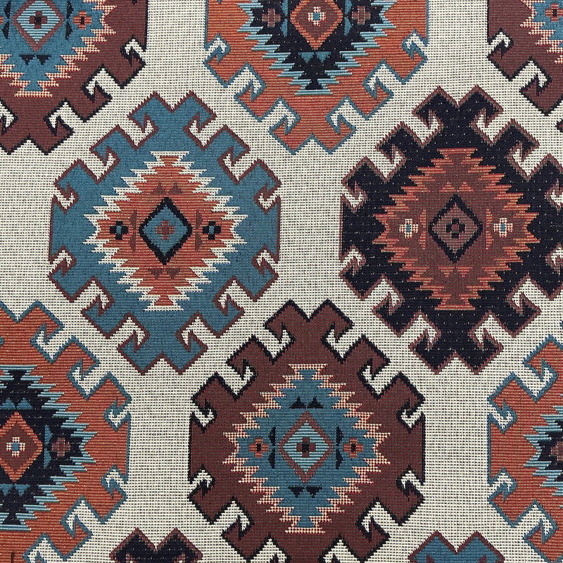 Southwestern Design in Red / Orange / Blue | Upholstery Fabric | Heavyweight | 54" Wide | By the Yard