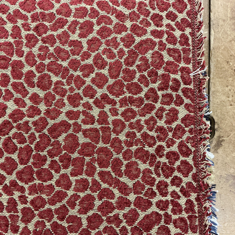 Leopard Print in Red and Tan | Upholstery Fabric | Chenille | 54" Wide | By the Yard