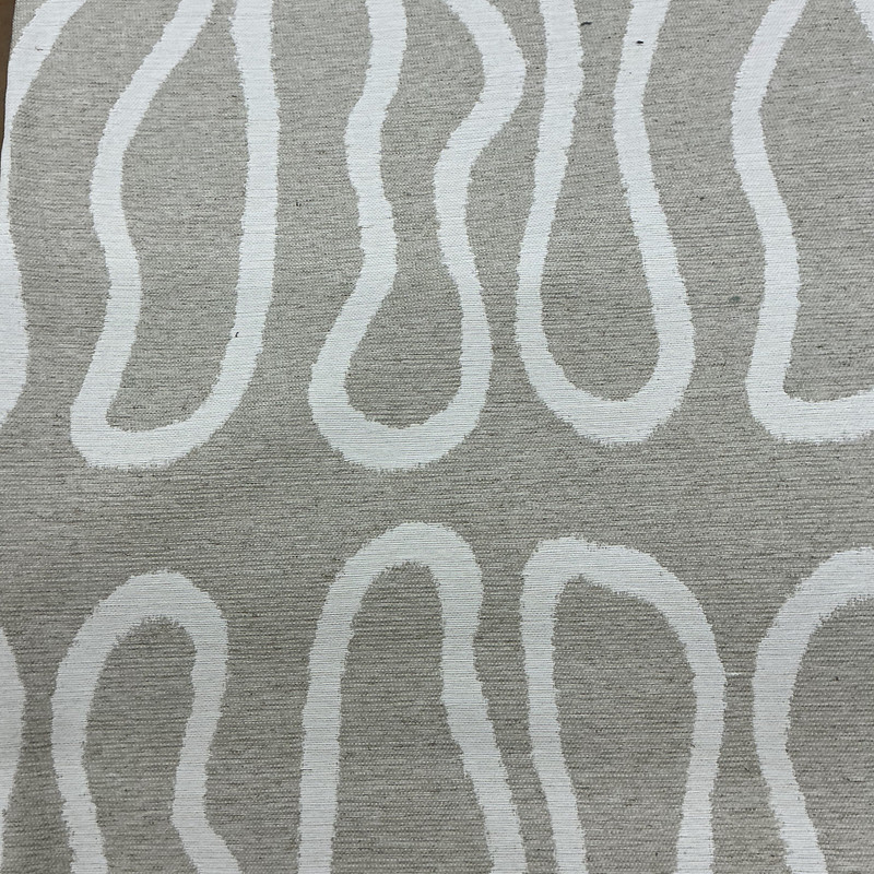 Anaconda in Hemp | Upholstery Fabric | Large Scale Snaking Line in Off White / Beige | Richloom | Heavy Weight | 54" Wide | By the Yard