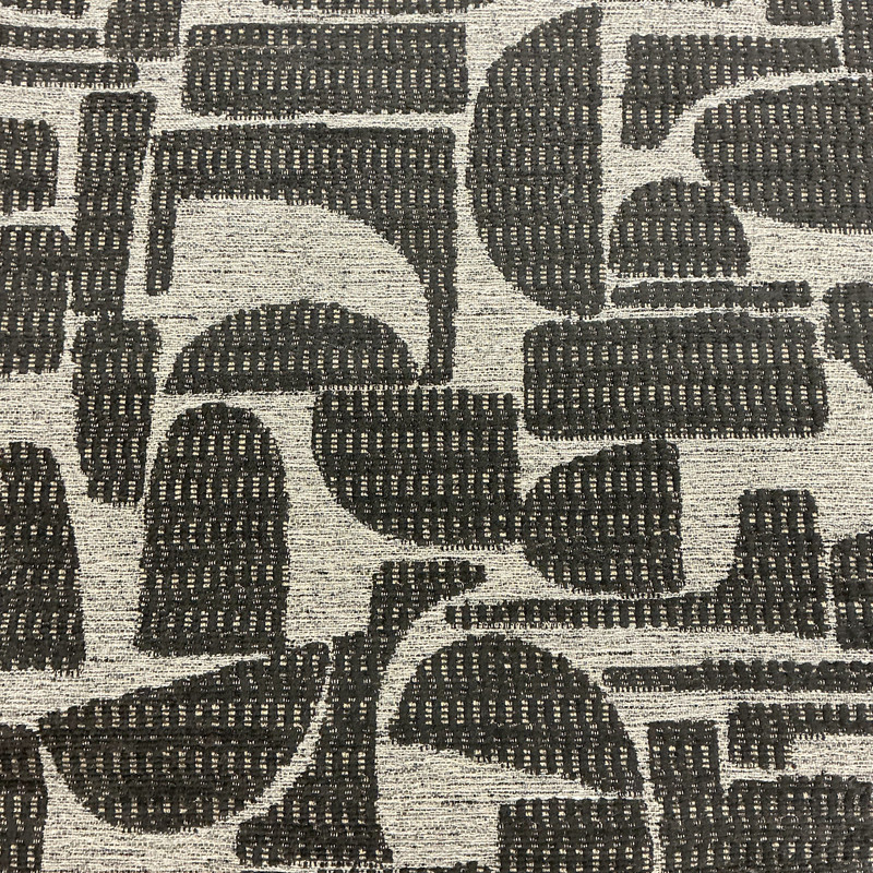 Bugati in Praline | Upholstery Fabric | Chenille Abstract Design | Black / Brown / Grey | Richloom | 54" Wide | By the Yard