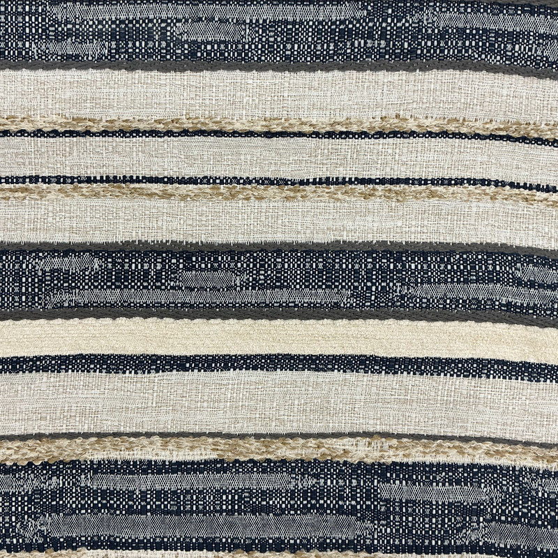 Cantina in Indigo | Upholstery Fabric | Stripes in Blue / Off White / Beige | Heavyweight | Richloom | 54" Wide | By the Yard