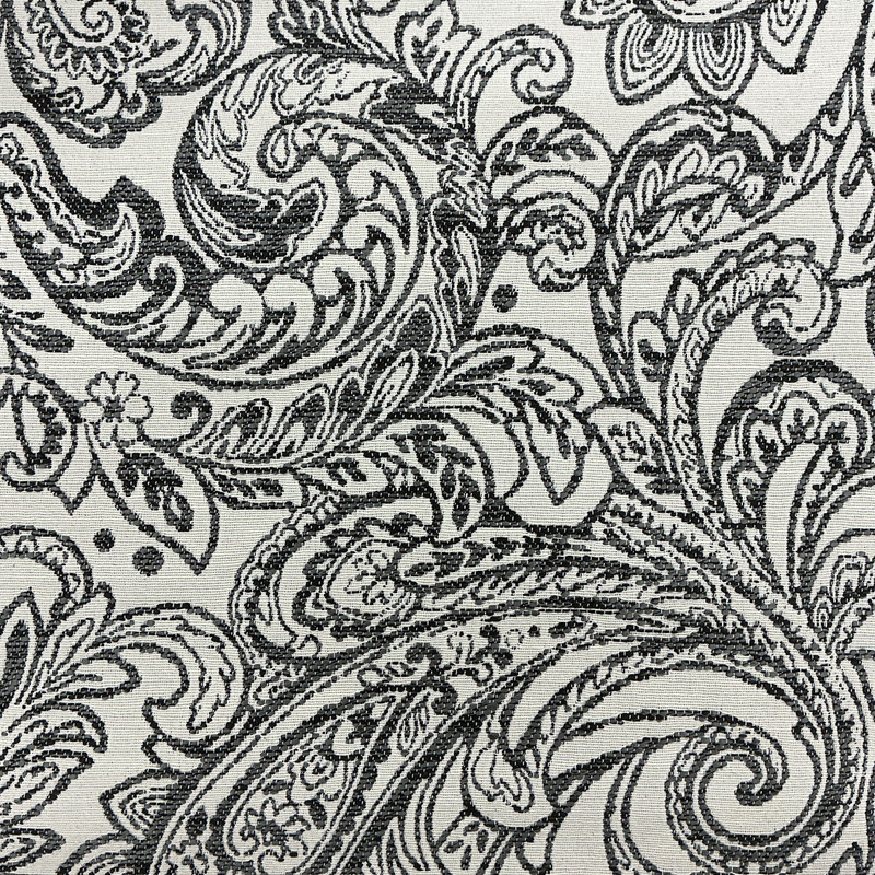Lizbeth in Graphite | Upholstery Fabric | Leafy Paisley in Black / Grey / White | Richloom | Heavyweight | 54" Wide | By the Yard