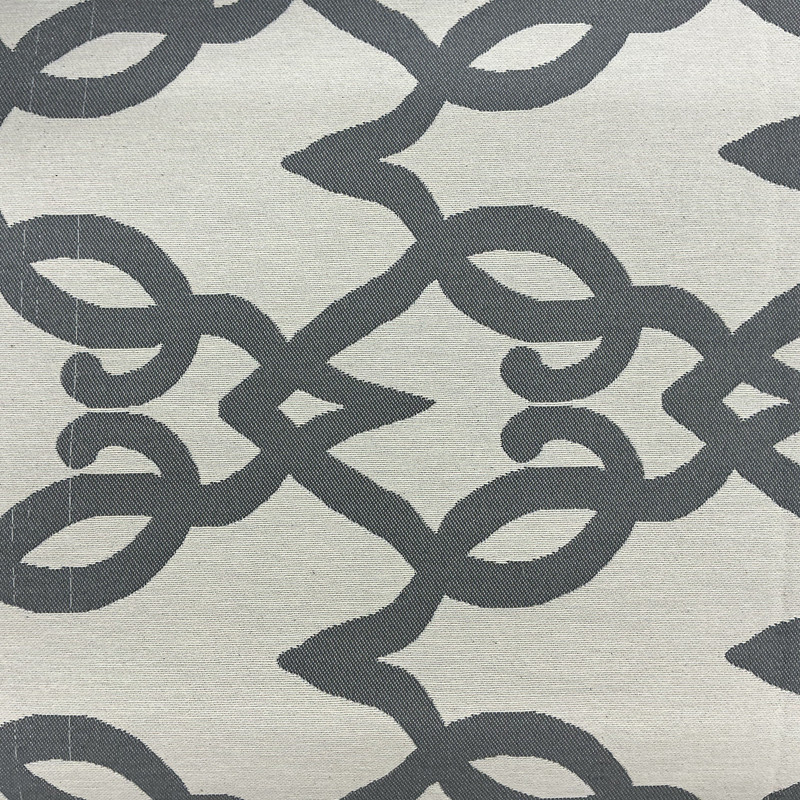 Tikal in Smoke | Upholstery Fabric | Scrollwork Lattice in Grey and Off White | Heavyweight | Richloom | 54" Wide | By the Yard