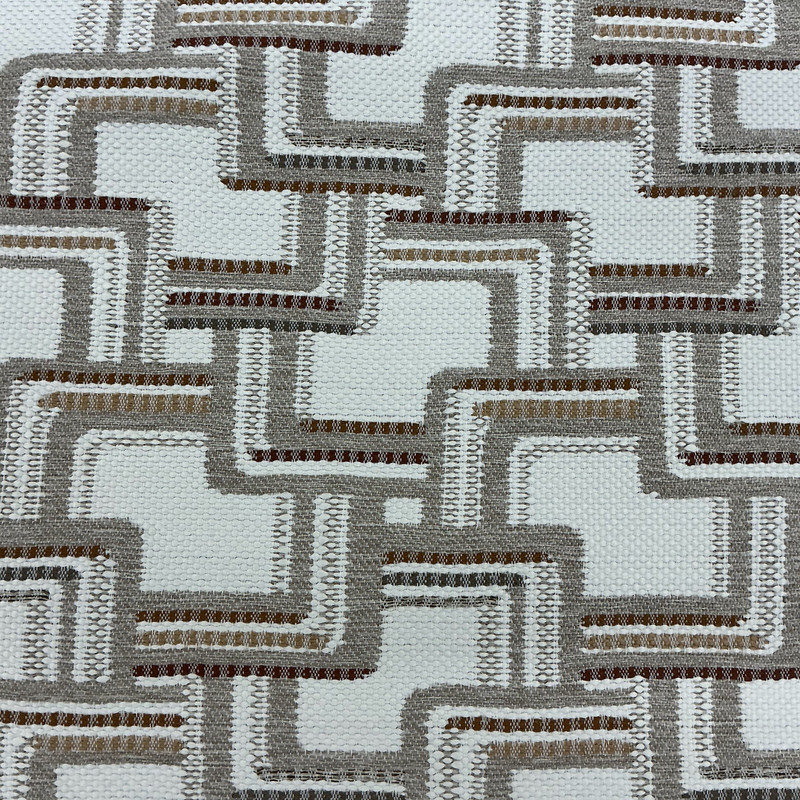 Tinder in Sienna | Upholstery Fabric | Geometric in Brick / Brown / Beige / White | Richloom | Heavy Weight | 54" Wide | By the Yard