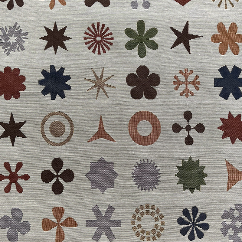 Dingbats in Taupe | Upholstery Fabric | Orange / Grey / Brown / Green |  Heavyweight | 54" Wide | By the Yard