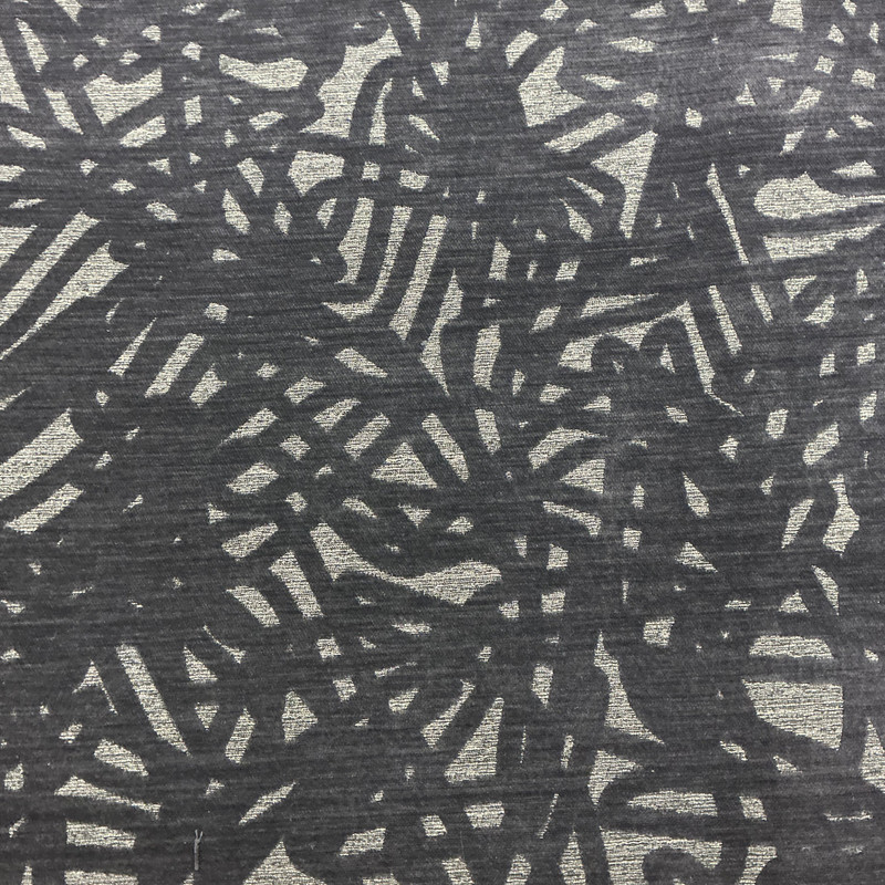 Abstract Design in Charcoal | Velvet Upholstery Fabric | Heavy Weight | 54" Wide | By the Yard