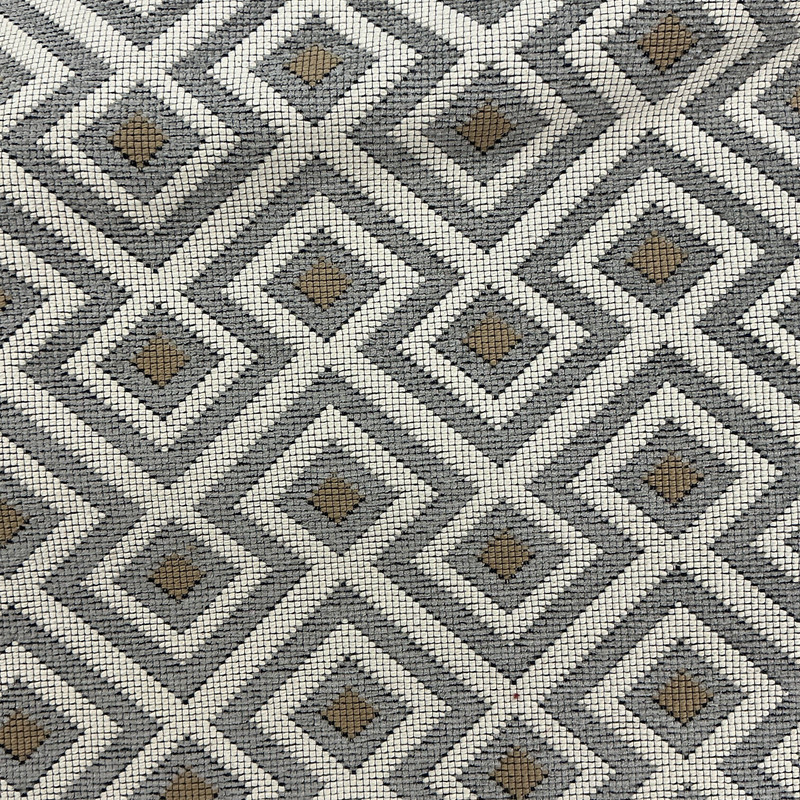 Geometric in Grey / Off White / Brown | Upholstery Fabric | Heavy Weight | 54" Wide | BTY