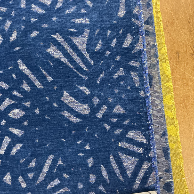 Abstract Design in Cobalt Blue | Velvet Upholstery Fabric | Heavy Weight | 54" Wide | By the Yard