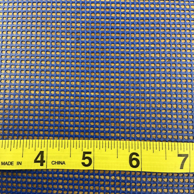 Blue 9 x 9 Vinyl Mesh | Windscreen, Safety Fencing, Gym Dividers, Awning Drop Shades | Bruin Plastics | 30" Wide | By the Yard