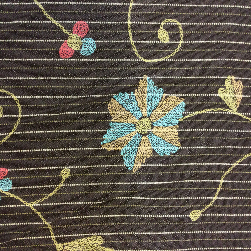 4.75 Yard Piece of Floral Printed Embroidery | Brown / Green / Blue | Lightweight Woven Apparel Fabric | 54" Wide