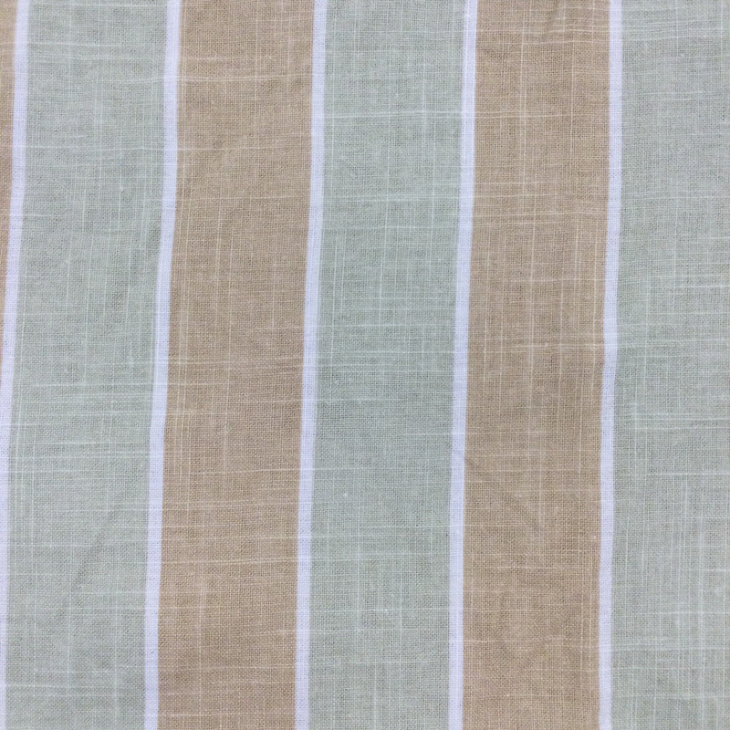 4 Yard Piece of Sunda in Sage | Linen-Like Vertical Stripes in Green and Tan | Upholstery / Drapery Fabric | P/Kaufmann | 54" Wide | By the Yard