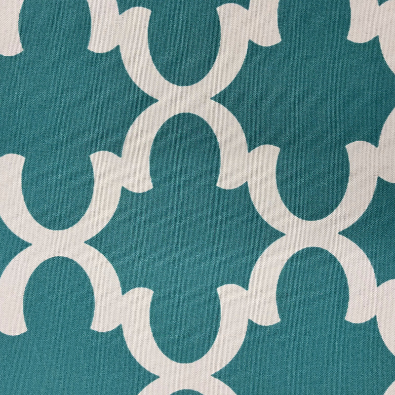 Quatrefoil in Turquoise / White | Outdoor Home Decor Fabric | Medium Weight | Waterproof | Polyester | 54" Wide | By the Yard