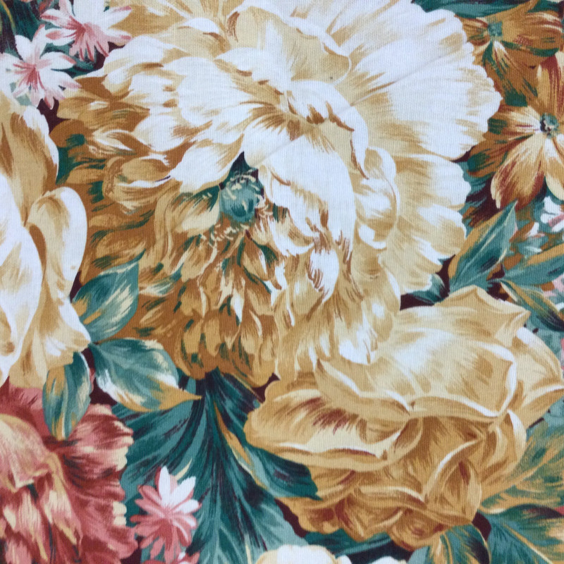 2 Yard Piece of Casterbridge Floral in Red / Gold / Green | Home Decor Fabric | Cotton | 54 Wide | By the Yard